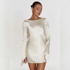 Meshki Davina white backless mini dress in XXS